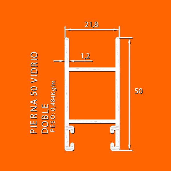 linea europea 06 Vidrio doble – 6 pierna 50 vidrio doble