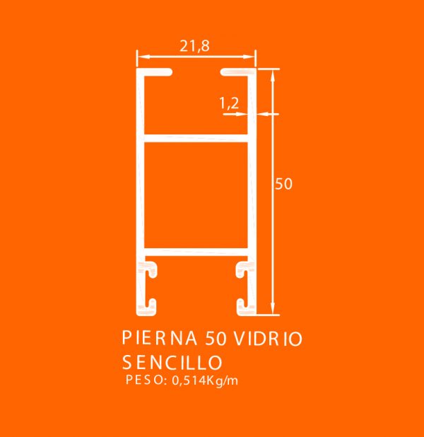 linea europea 06 Vidrio sencillo – 3 pierna 50