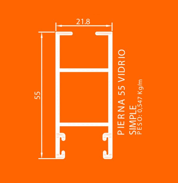 linea europea 06 Vidrio sencillo – 6 pierna 55